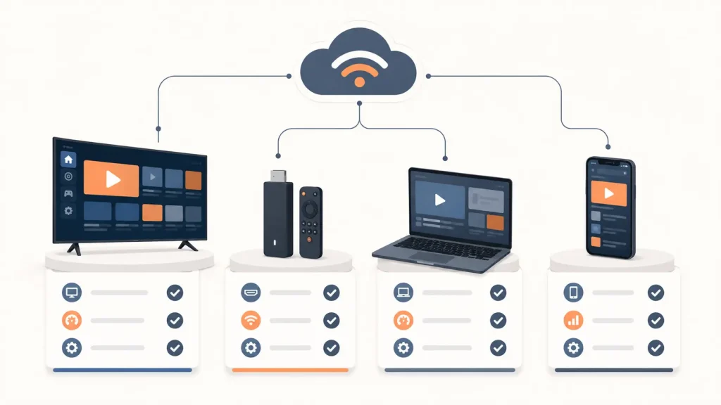 Tableau de compatibilité des lecteurs IPTV selon l'appareil pour une premiere IPTV réussie