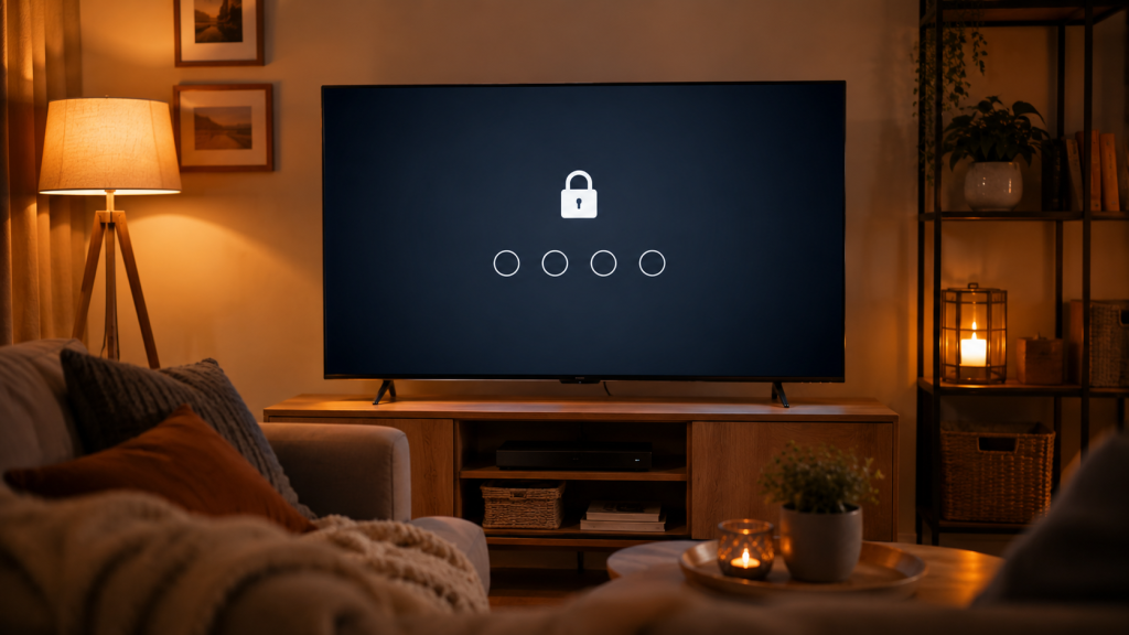 Écran de saisie du code PIN pour activer la premiere IPTV contrôle parental sur téléviseur