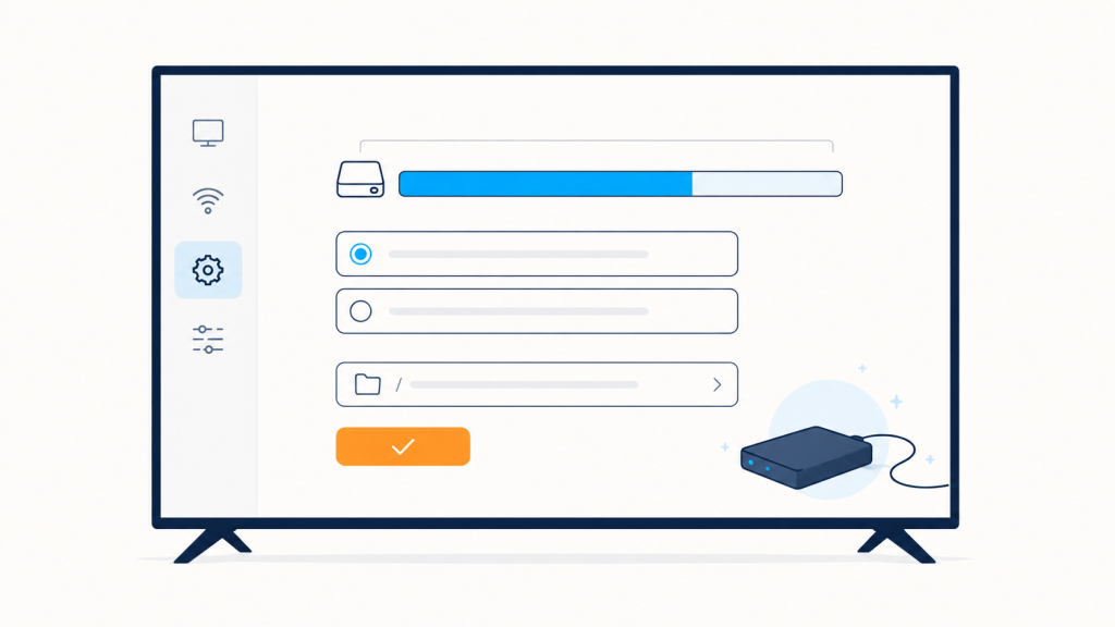 Menu de formatage et chemin de stockage pour une premiere IPTV enregistrement DVR