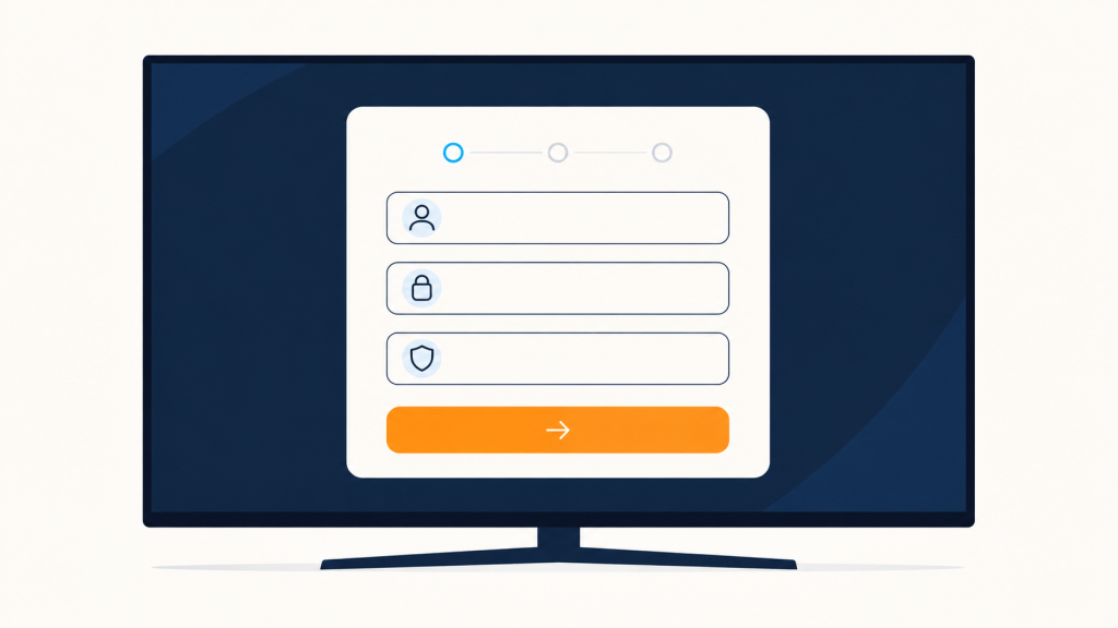Formulaire de connexion à trois champs pour activer une premiere IPTV xtream api