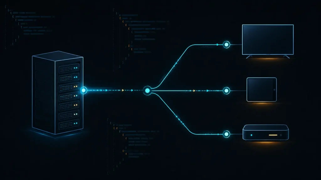 Schéma d'échange entre serveur et lecteur pour une premiere IPTV xtream api